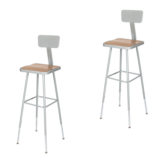 Hampden Furnishings Clint 30-inch Gray Work Seat with Backrest and Footrest Ring, 300 lbs. Weight Capacity, Set of 2 HMD6300CGY-HB/2