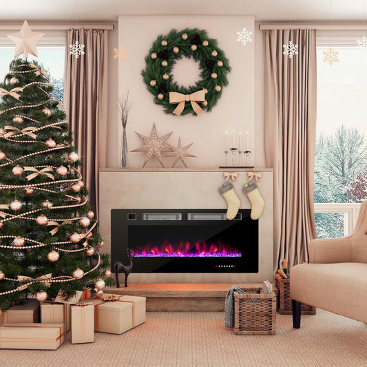 BABOOM 42-in W Black Fan-forced Electric Fireplace BOM-235US-42-CO