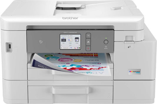 Brother - INKvestment Tank MFC-J4535DW Wireless All-in-One Inkjet Printer with Up to 1-Year of Ink in-box - White/Gray