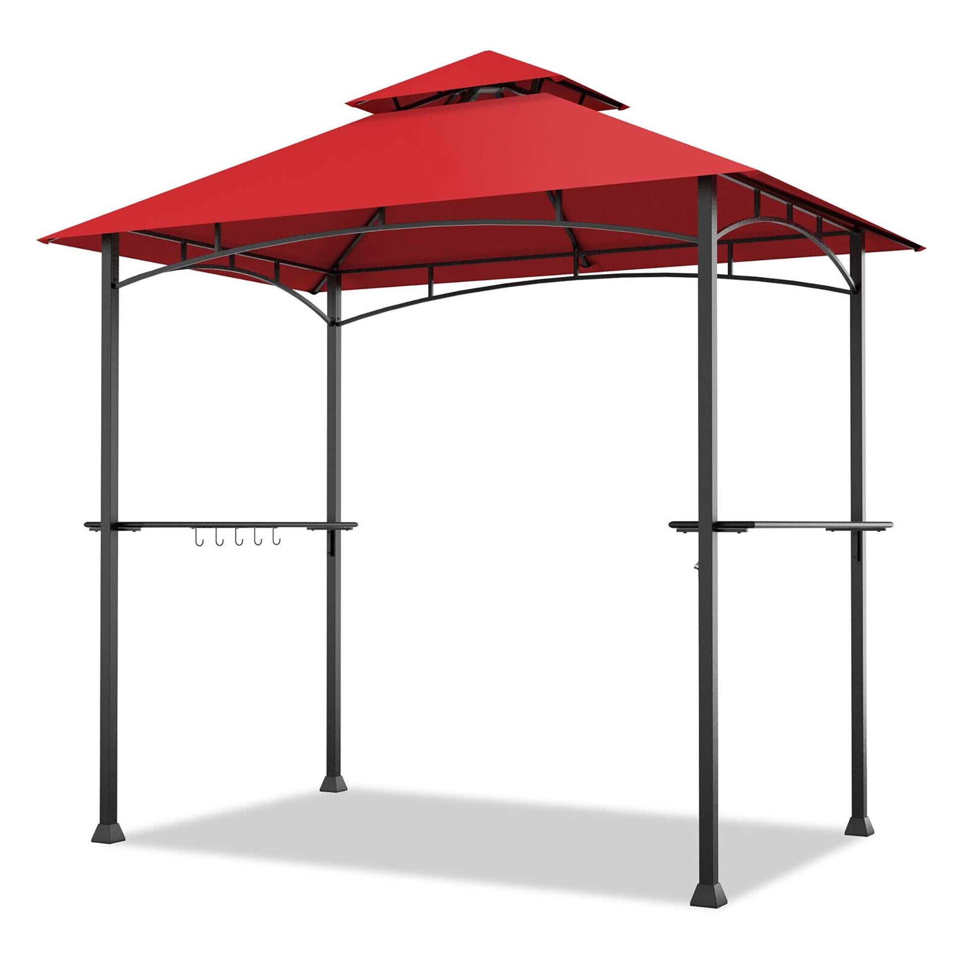 Forclover 8-ft x 5-ft Outdoor Grill Gazebo 8 x 5 Ft Red Grill Gazebo with Soft Top Roof