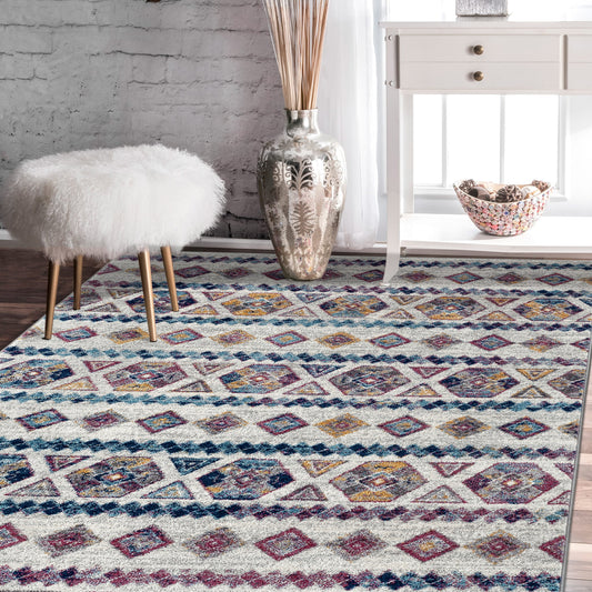 AMER Alexandria 8 x 10 (ft) Loomed Polypropylene Multicolor Rectangular Indoor Geometric Area rug