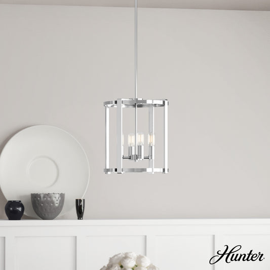 Hunter Astwood 4 -Light Polished Nickel Transitional For Use in Bedrooms, Dining Rooms, Foyers, Kitchens, Living Rooms Chandelier 1952869