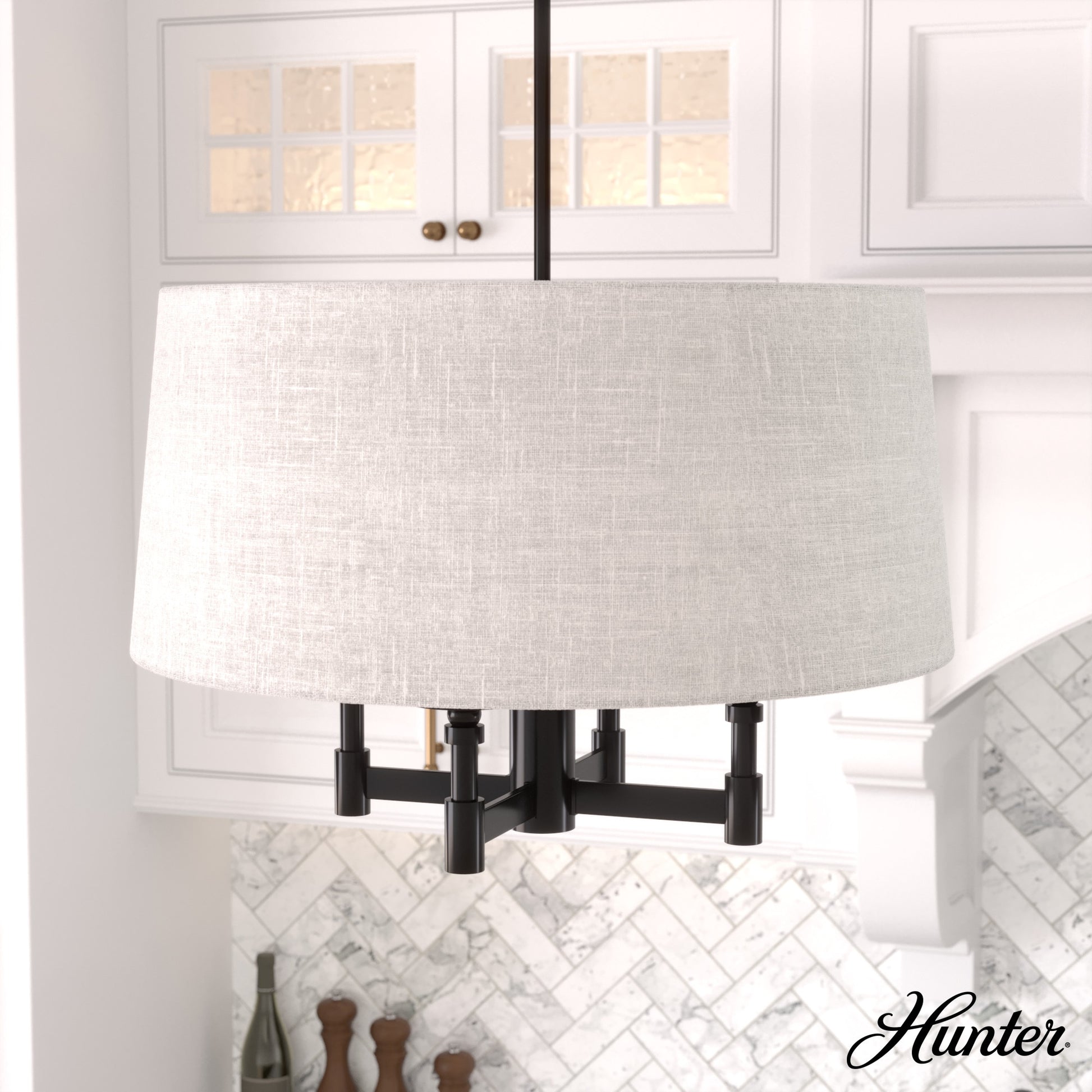 Hunter Briargrove 4 -Light Matte Black Transitional For Use in Bedrooms, Dining Rooms, Foyers, Kitchens, Living Rooms Chandelier 5281521