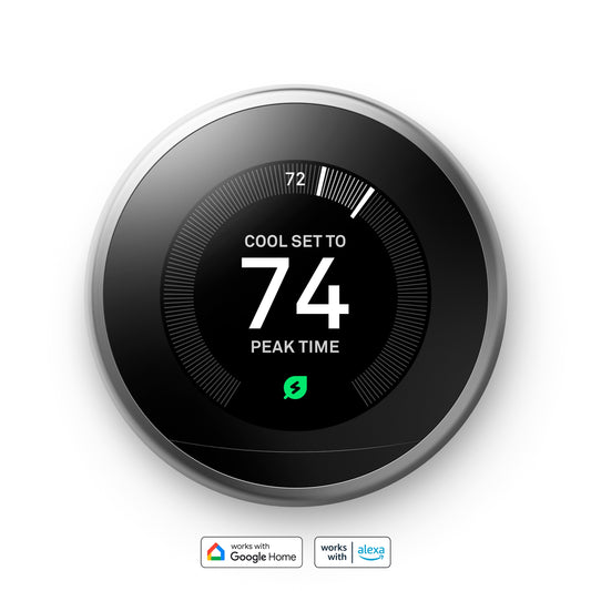 Google Nest Learning Smart Thermostat with WiFi Compatibility (3rd Generation) - Stainless Steel T3007ES