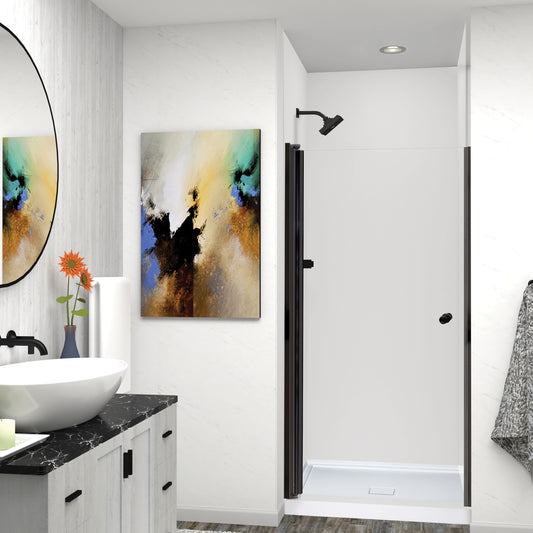 Transolid Matte Black 30-1/2-in to 31-1/2-in W x 70-in H Frameless Clear Glass Pivot Shower door