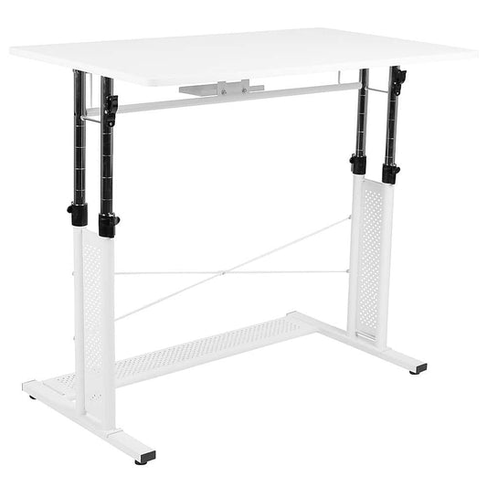Flash Furniture - Fairway Rectangle Modern Laminate Sit and Stand Desk - White