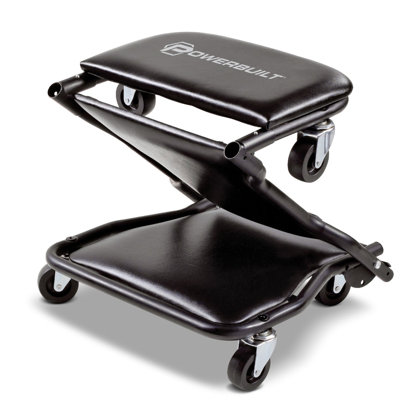Powerbuilt Convertible Work Seat with Backrest and Padded Headrest, Black, 9.25-in x 22.5-in 620469