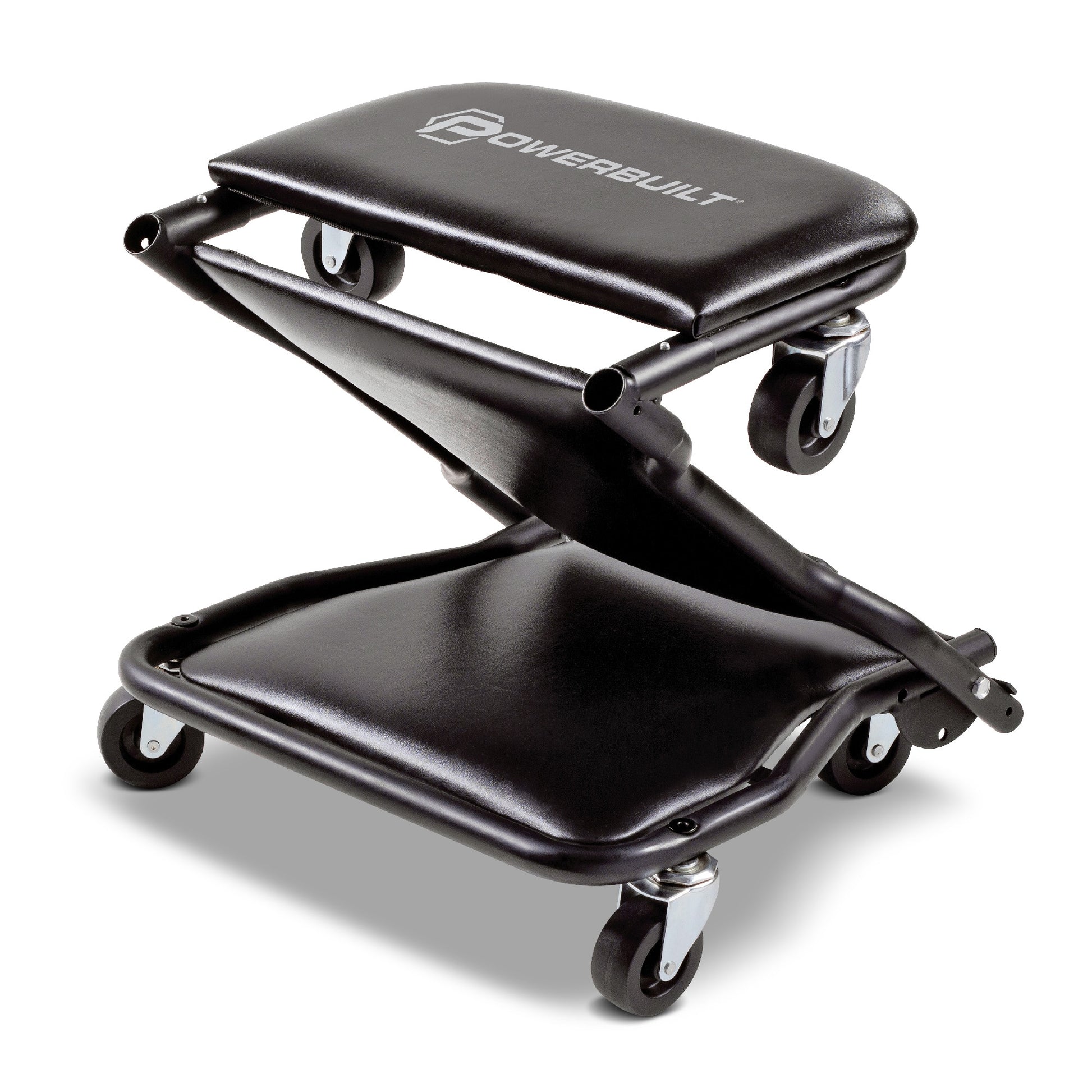 Powerbuilt Convertible Work Seat with Backrest and Padded Headrest, Black, 9.25-in x 22.5-in 620469