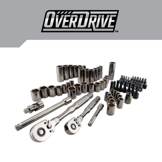 CRAFTSMAN OVERDRIVE 80-Piece Standard (SAE) and Metric Gunmetal Chrome Mechanics Tool Set with Hard Case CMMT99080L