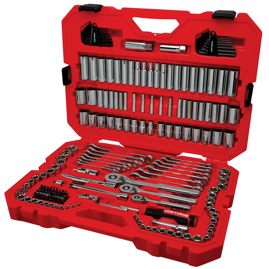 CRAFTSMAN 189-Piece Standard (SAE) and Metric Polished Chrome Mechanics Tool Set with Hard Case CMMT12134L