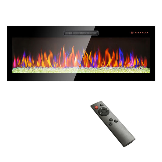SINOFURN 50-in W Black LED Electric Fireplace SYC070012BK