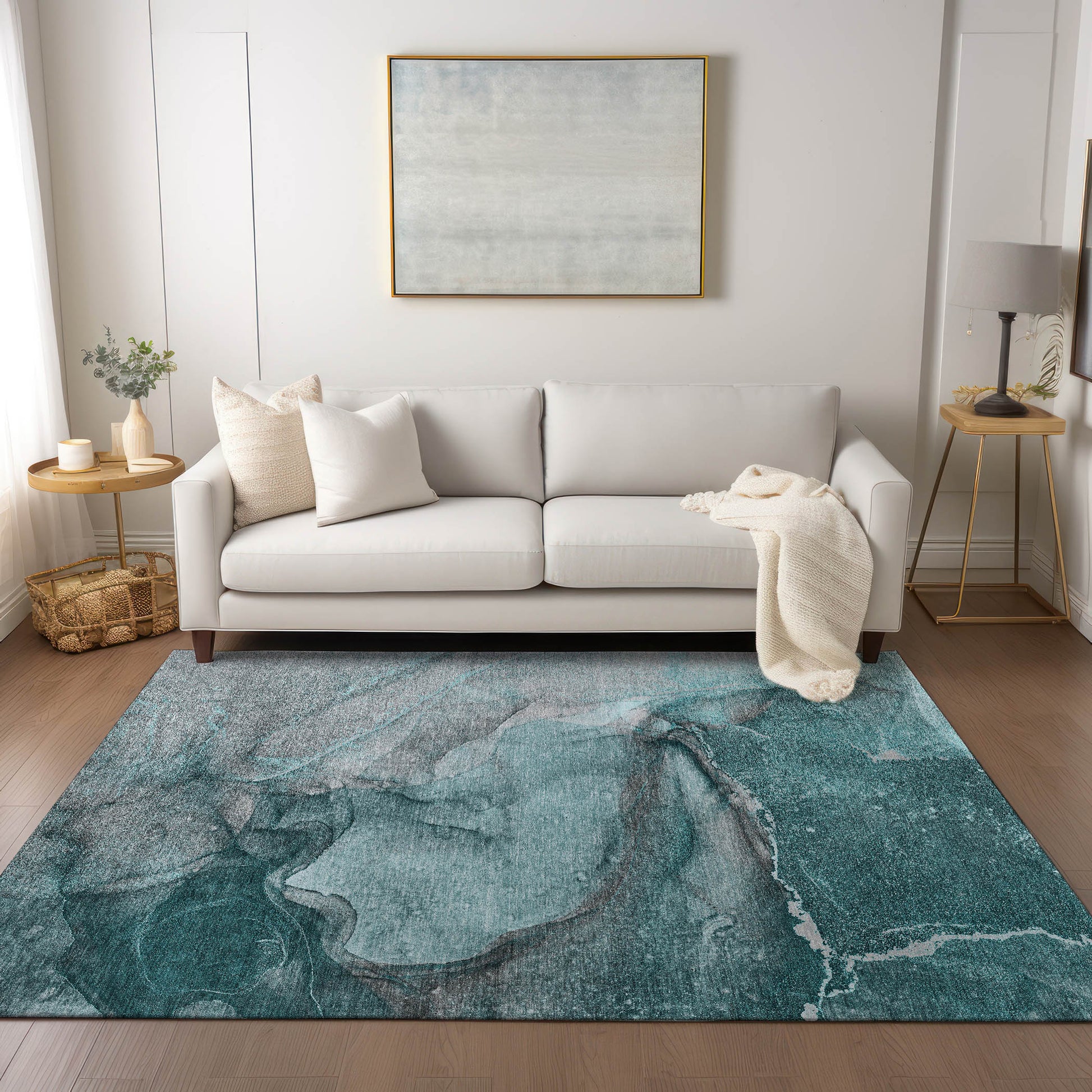 Addison Rugs Chantille ACN524TE 9 x 12 (ft) Teal Rectangular Indoor/Outdoor Abstract Machine washable Area rug