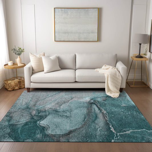 Addison Rugs Chantille ACN524TE 9 x 12 (ft) Teal Rectangular Indoor/Outdoor Abstract Machine washable Area rug