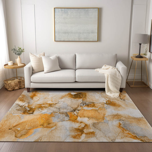 Addison Rugs Chantille ACN526OR 9 x 12 (ft) Orange Rectangular Indoor/Outdoor Abstract Machine washable Area rug
