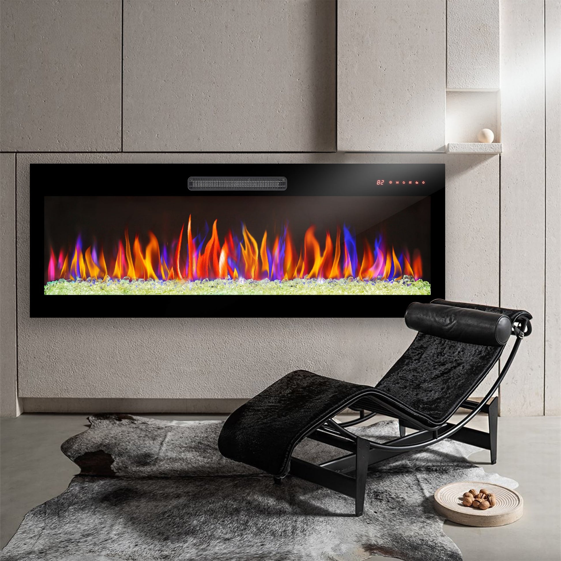 BABOOM 60-in W Antique Black Infrared Quartz Electric Fireplace BOM-03306-OR