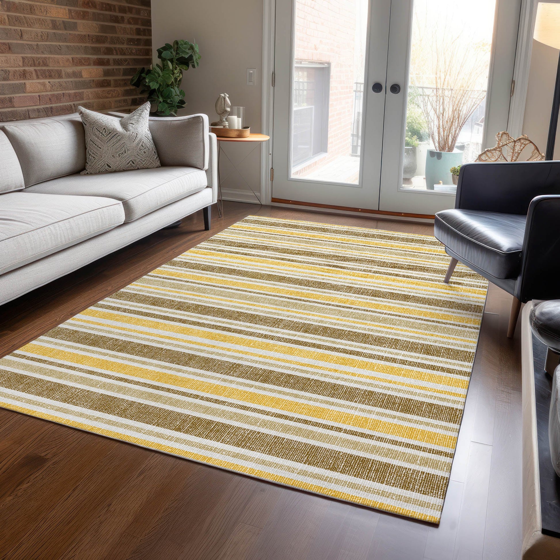 Addison Rugs Chantille 10 x 14 (ft) Mocha Rectangular Indoor/Outdoor Stripe Machine washable Area rug