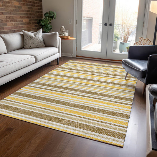 Addison Rugs Chantille 10 x 14 (ft) Mocha Rectangular Indoor/Outdoor Stripe Machine washable Area rug