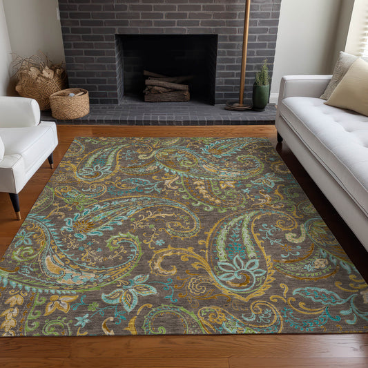 Addison Rugs Chantille 10 x 14 (ft) Chocolate Rectangular Indoor/Outdoor Paisley Farmhouse/Cottage Machine washable Area rug
