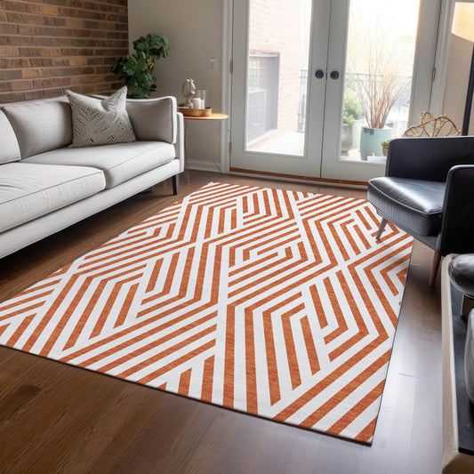 Addison Rugs Chantille ACN550PK 10 x 14 (ft) Paprika Rectangular Indoor/Outdoor Floral/Botanical Mid-Century Modern Machine washable Area rug