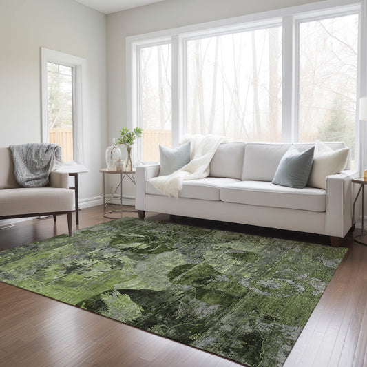 Addison Rugs Chantille ACN555GE 10 x 14 (ft) Green Rectangular Indoor/Outdoor Geometric Machine washable Area rug