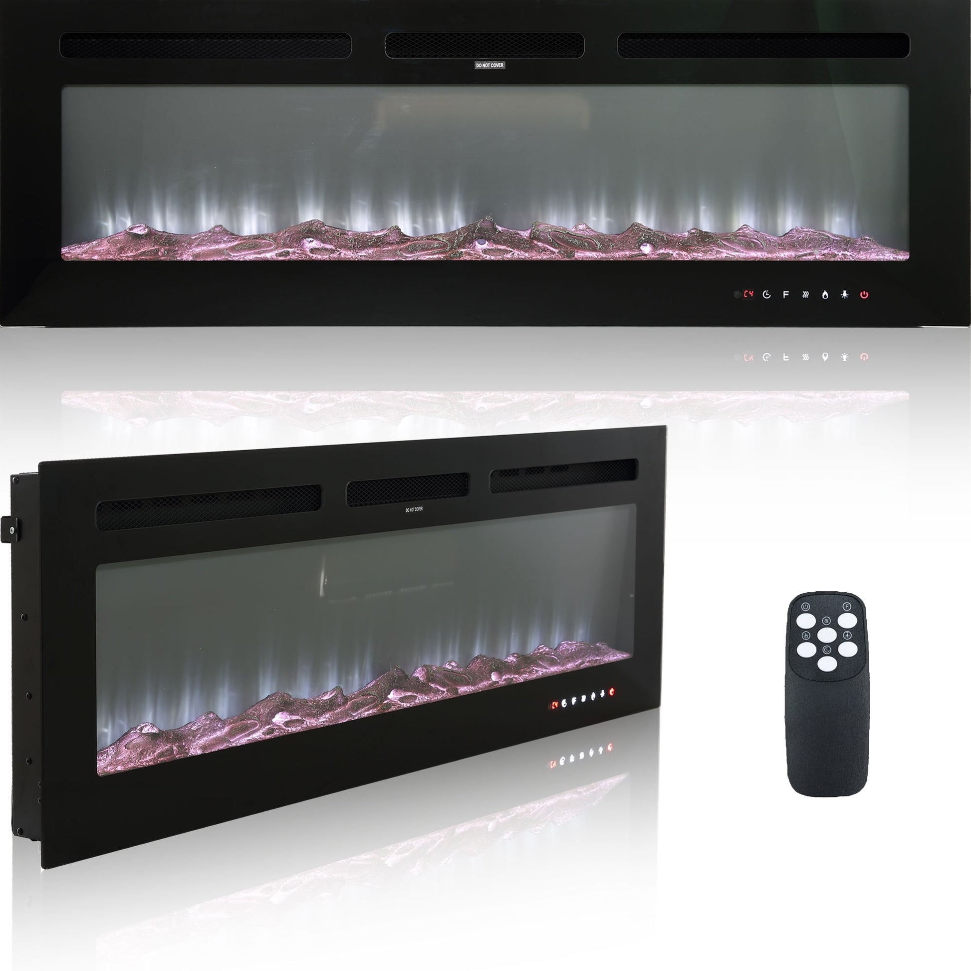 Mondawe 60-in W Black Fan-forced Electric Fireplace MD-W5121CYSH