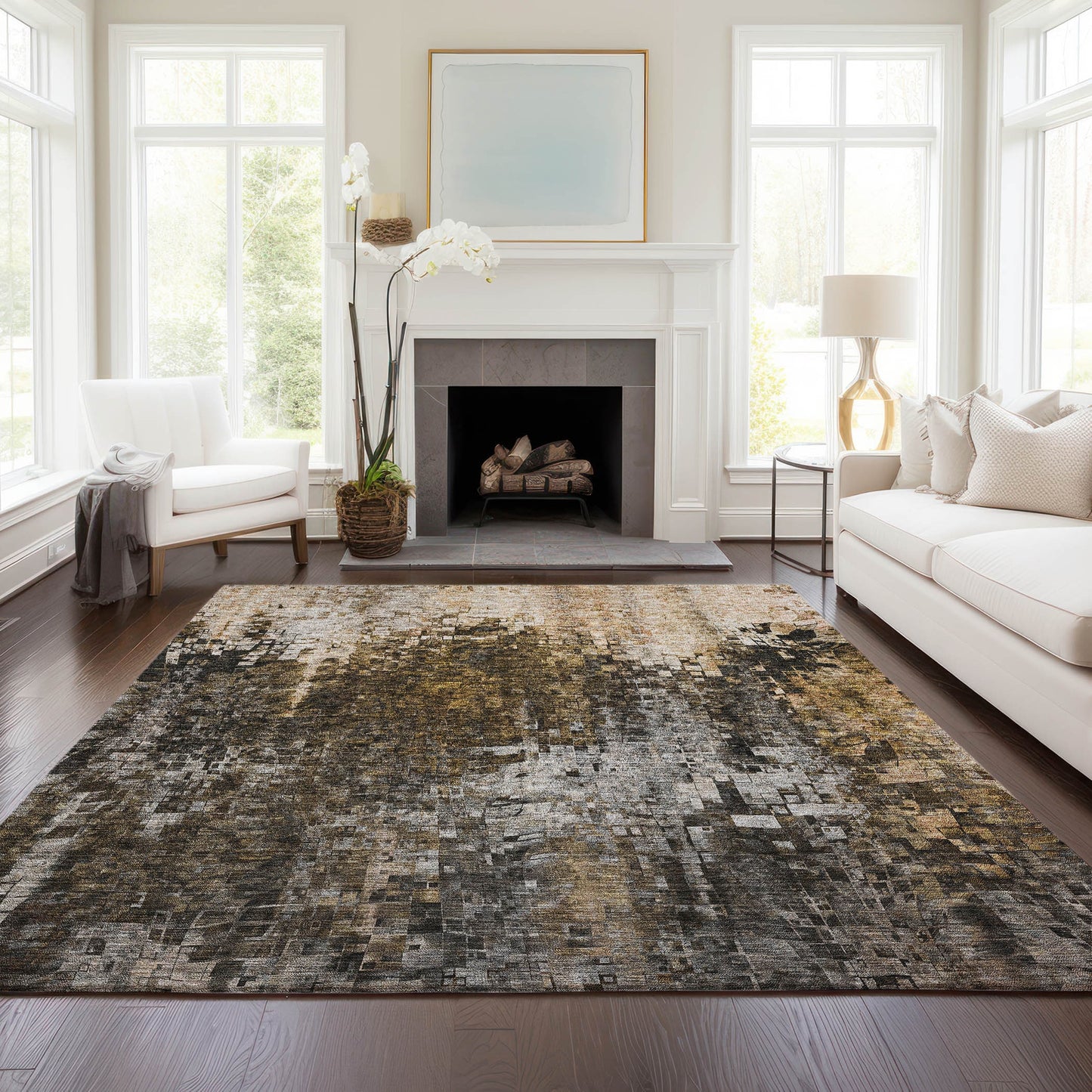 Addison Rugs Chantille ACN581BR 8 x 10 (ft) Brown Rectangular Indoor/Outdoor Ikat Machine washable Area rug