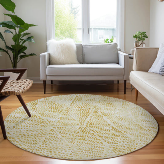 Addison Rugs Chantille ACN591WH 8 x 8 (ft) Wheat Round Indoor/Outdoor Abstract Machine washable Area rug