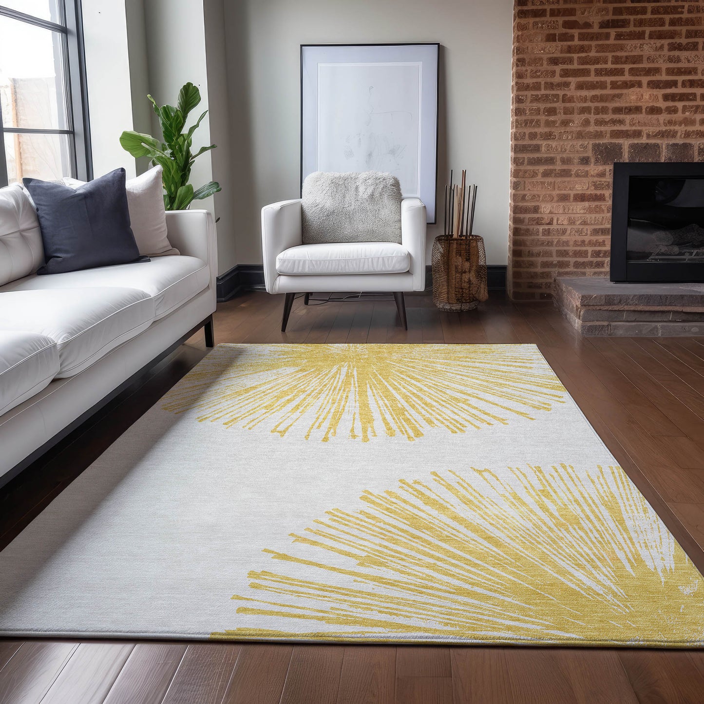 Addison Rugs Chantille ACN642GO 8 x 10 (ft) Gold Rectangular Indoor/Outdoor Geometric Machine washable Area rug