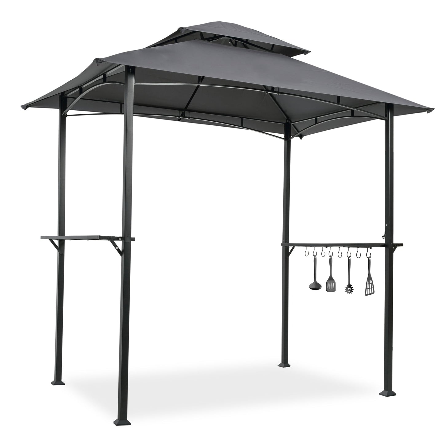 CESICIA Canopies Gazebos 5-ft W x 8-ft L x 8-ft 1-in H Gray Metal Freestanding Pergola with Canopy