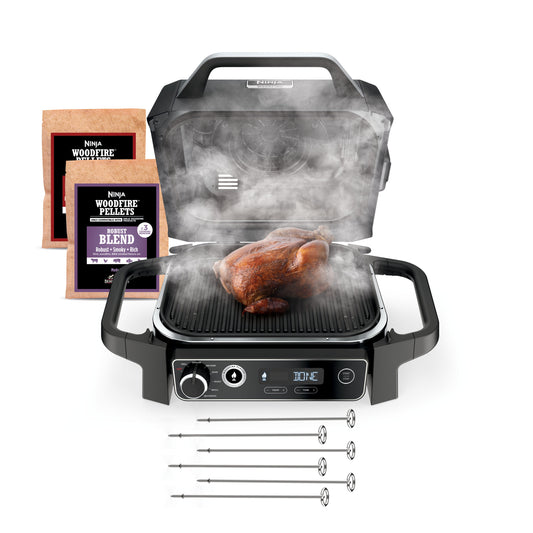 Ninja Woodfire 7-in-1 Outdoor Grill and Smoker 1760-Watt Grey Electric Grill OG701LW