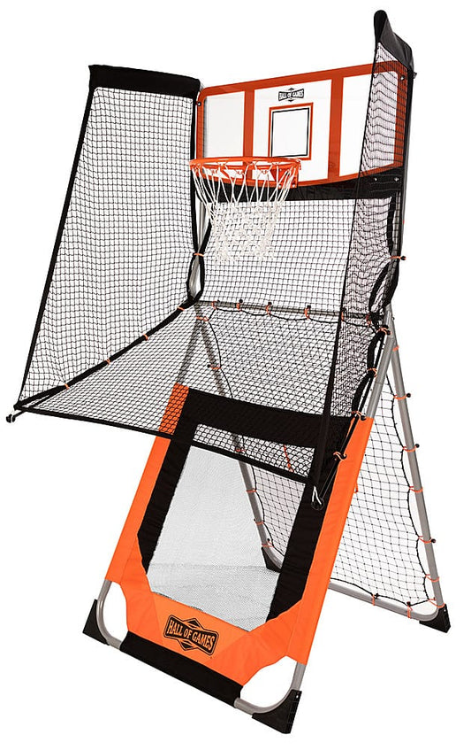 Hall of Games - Outdoor 2-in-1 Basketball and Baseball Pitchback Training Game