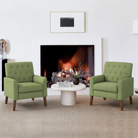LUE BONA 2 Modern Green Linen Accent Chair