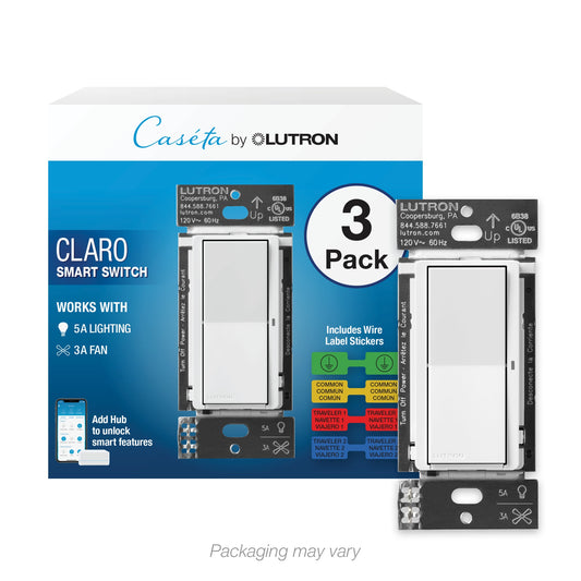 Lutron Caseta 5-amp Multi-location Locator Light Rocker Light Switch, White (3-Pack) DVRF-5NSS-WH-3