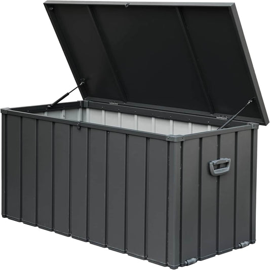 LIVIZA Lockable Storage Bin 100-Gallon Dark Gray Metal Deck Box