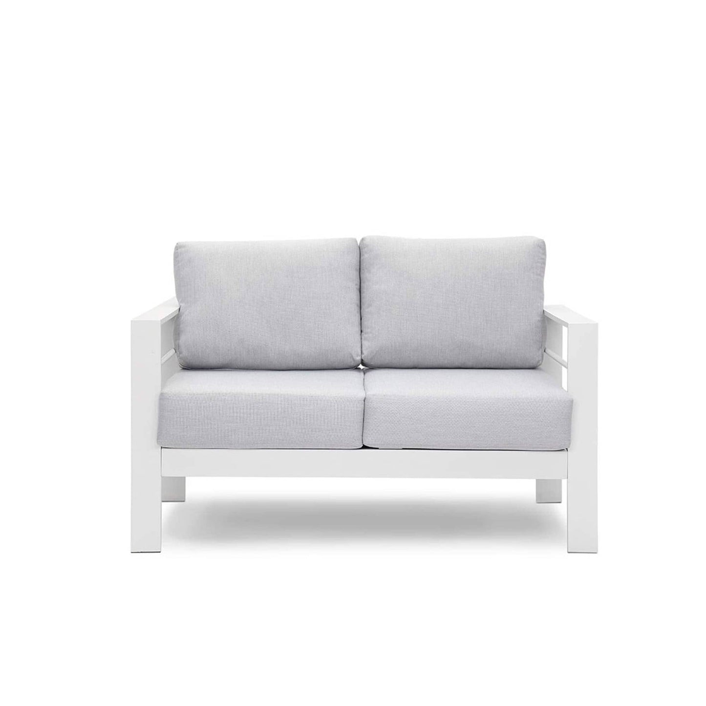 AHIOU HOME Holland Outdoor Loveseat with Gray Cushions and Aluminum Frame