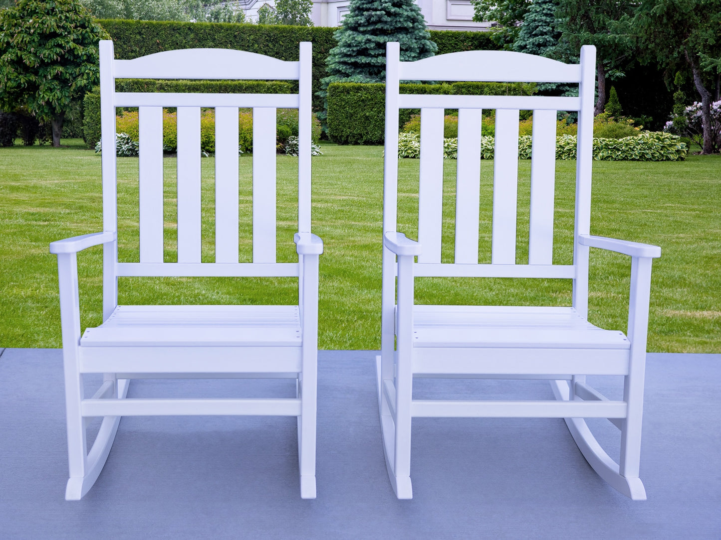 LuXeo Stanton, 2-Piece Set of 2 White HDPE Frame Rocking Chair with Solid Seat