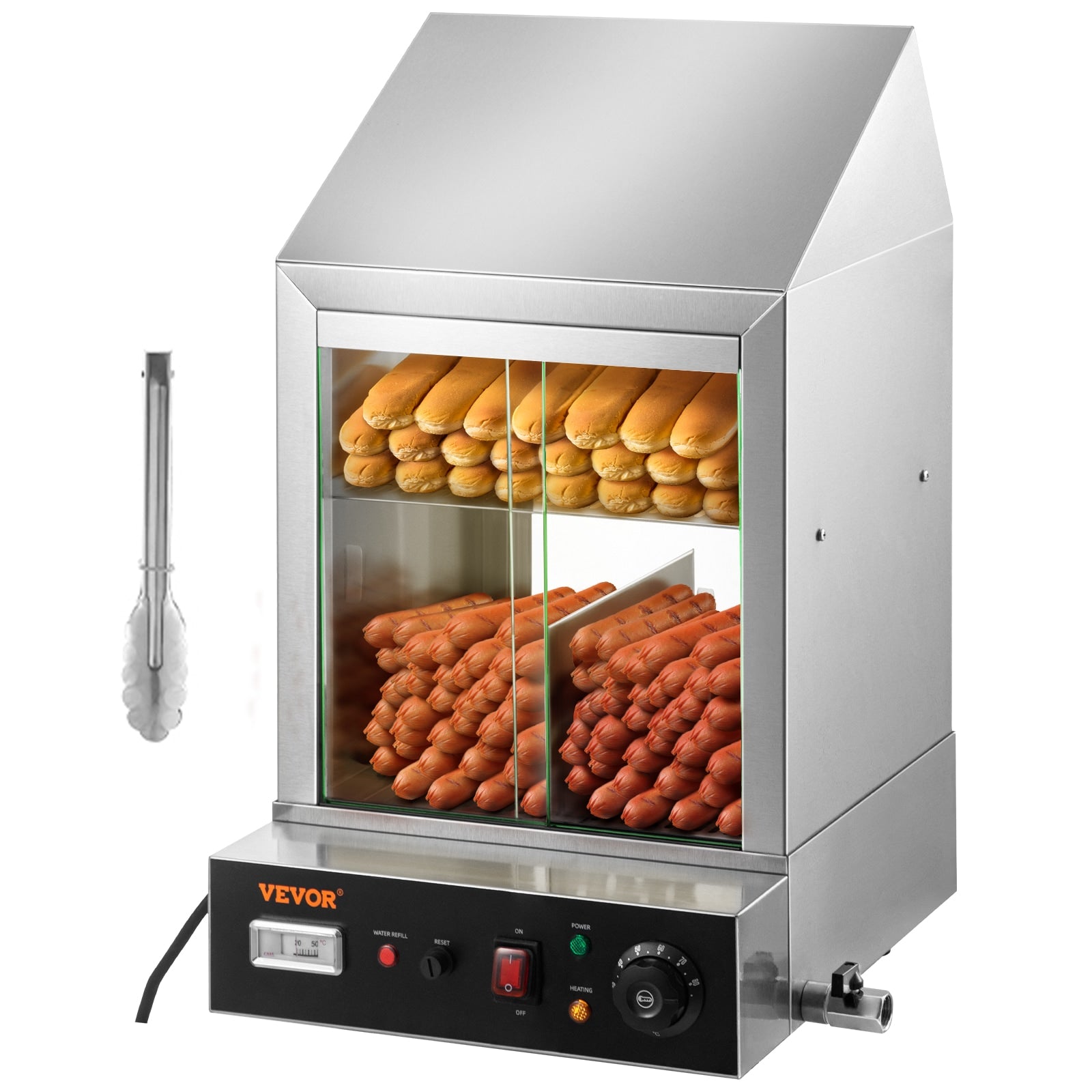 VEVOR 1200W 2 Tier Hot Dog Steamer Hot Dog Toaster with Bun Warmer SPBWJCYBXGGHB49RZV1
