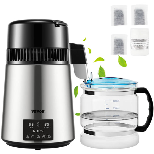 VEVOR 750 W 6 Gal/D Water Distiller Silver 1-Cup Corded Digital Electric Kettle with Automatic Shut-Off DSDW1LH4L110V8WJBV1