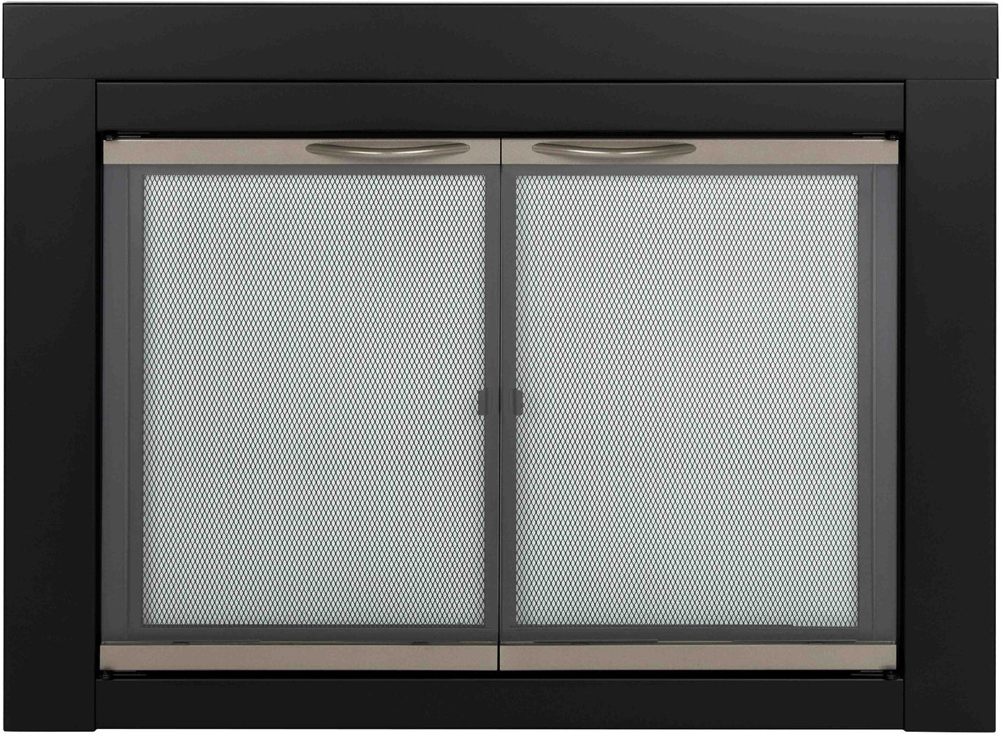 Pleasant Hearth Alsip Black with Sunlight Nickel Trim Medium Cabinet-style Fireplace Doors with Clear Tempered Glass AP-1131