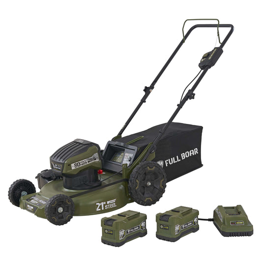 FULL BOAR M2150P2 80-volt 21-in Cordless Push Lawn Mower 2.5 Ah (2-Batteries and Charger Included) M2150P2