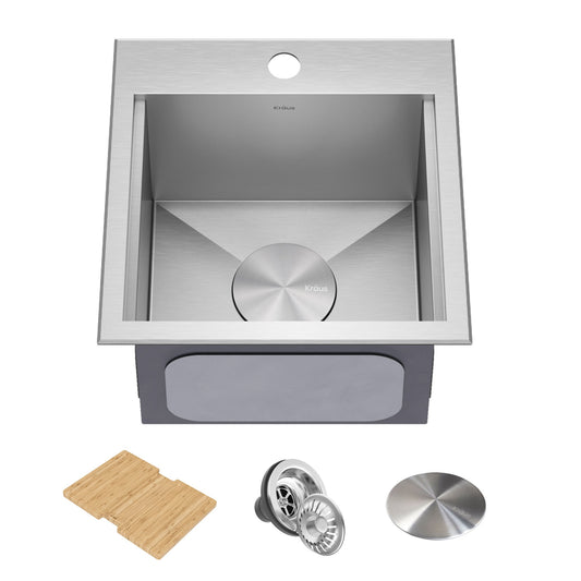 Kraus Kore 4-Piece 15-in W x 9.5-in D x 15-in H Outdoor Kitchen Sink KWT321-15-316
