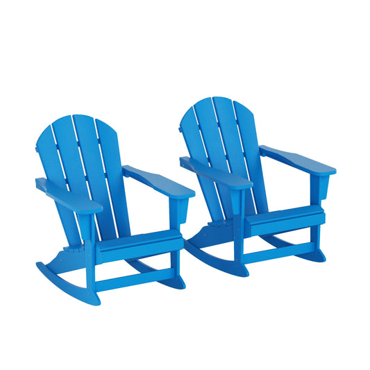 Westin Furniture Laguna Set of 2 Pacific Blue HDPE Frame Rocking Chair with Slat Seat