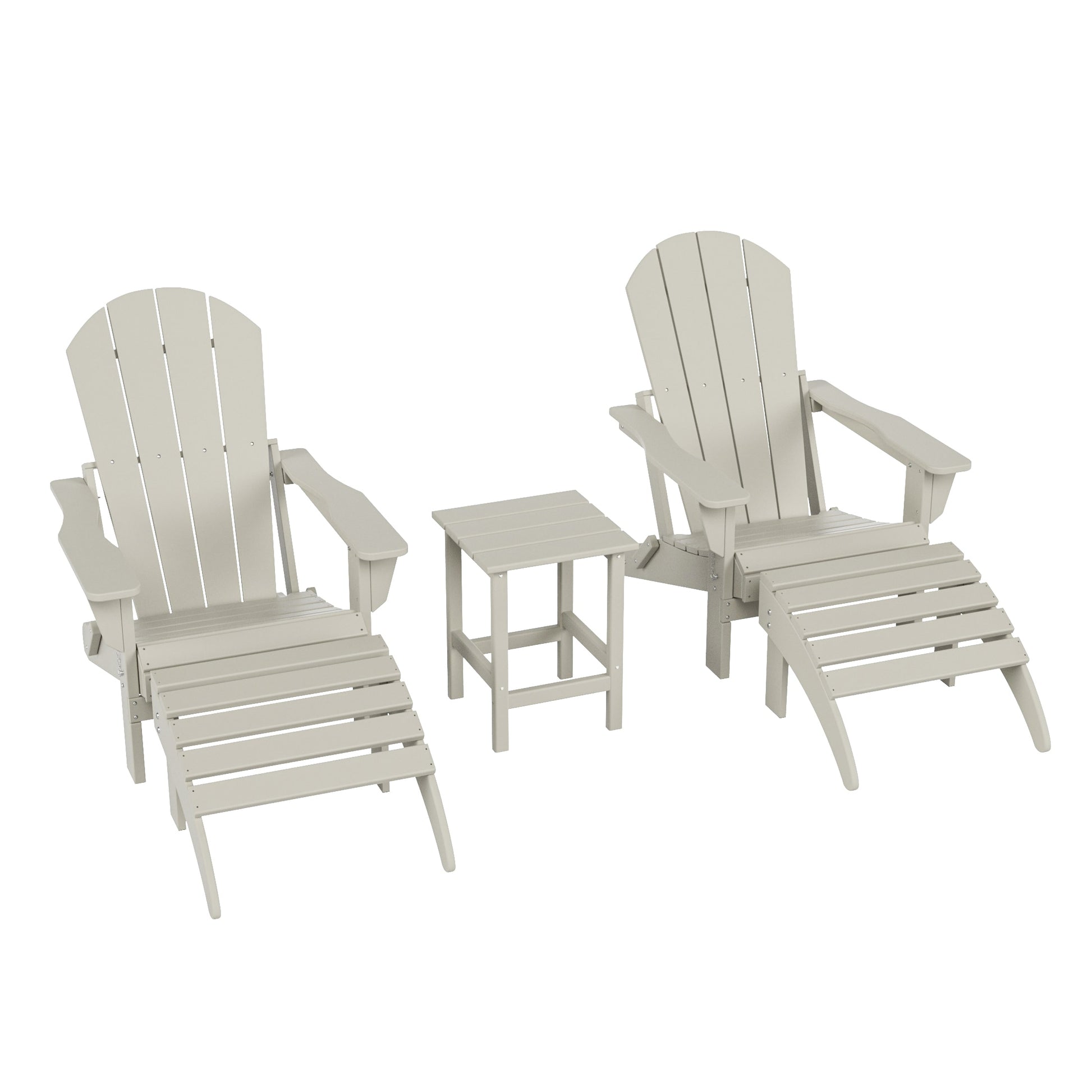Westin Furniture Laguna Set of 2 Sand HDPE Frame Stationary Adirondack Chair with Slat Seat