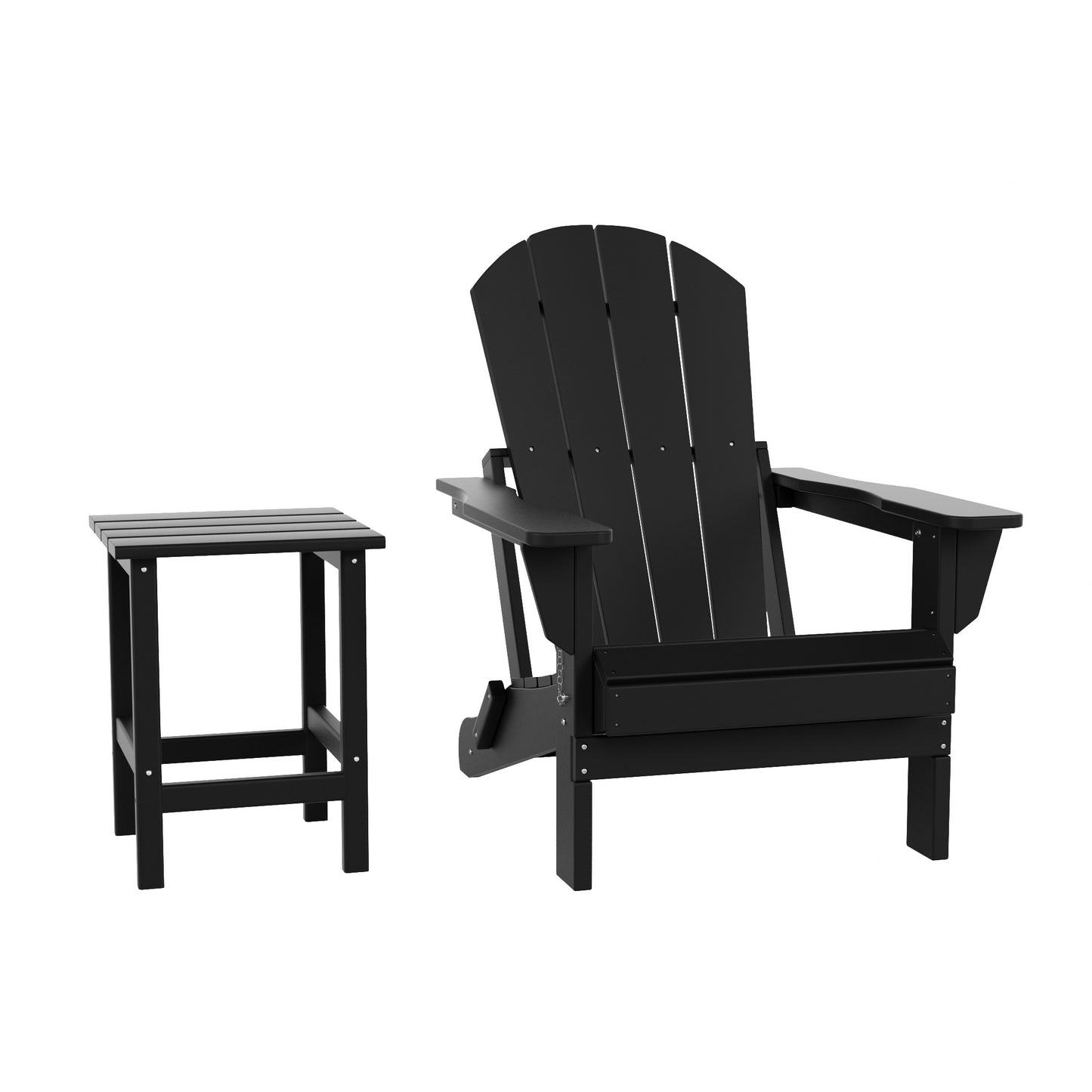 Westin Furniture Laguna Black HDPE Frame Stationary Adirondack Chair with Slat Seat