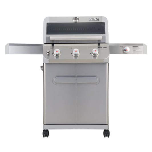 Monument Mesa Stainless Steel 3-Burner Liquid Propane Gas Grill with 1 Side Burner M305