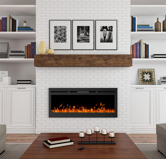 Hastings Home 50-in W Black Fan-forced Electric Fireplace 592363LWB