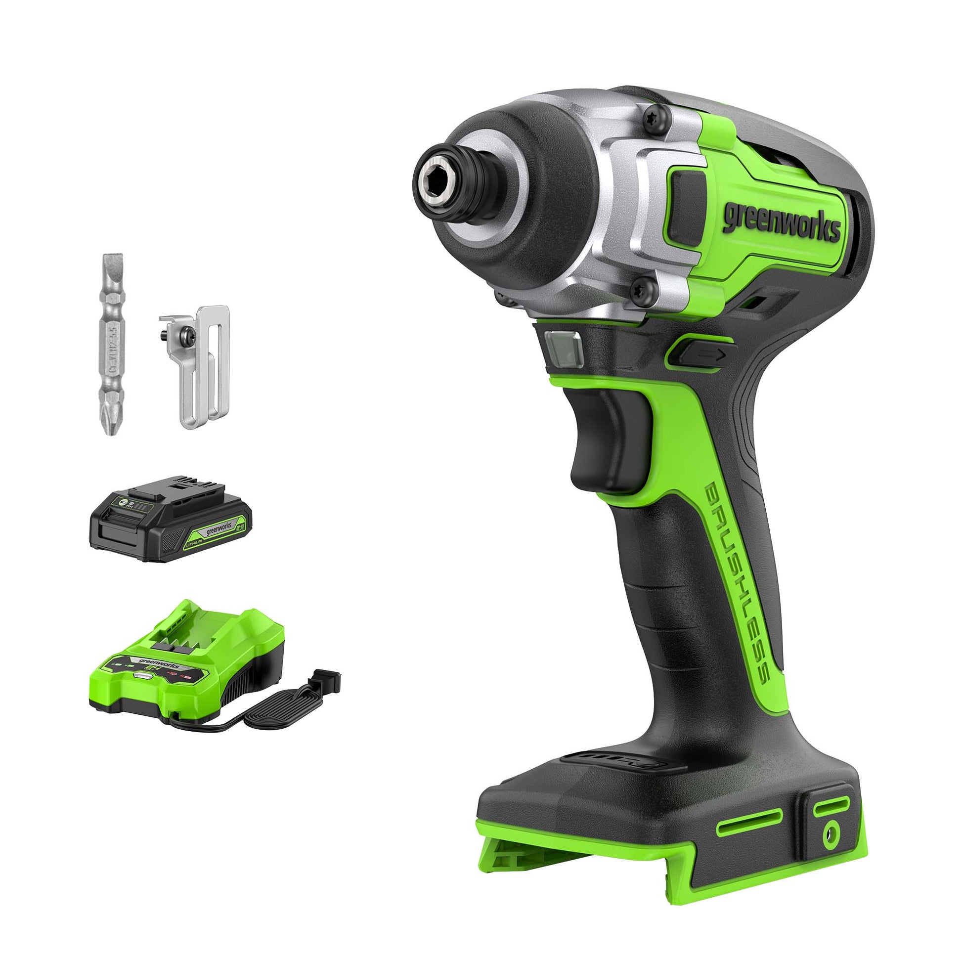 Greenworks 24-volt 1/4-in Brushless Cordless Impact Driver (1-Battery Included, Charger Included) 3807002