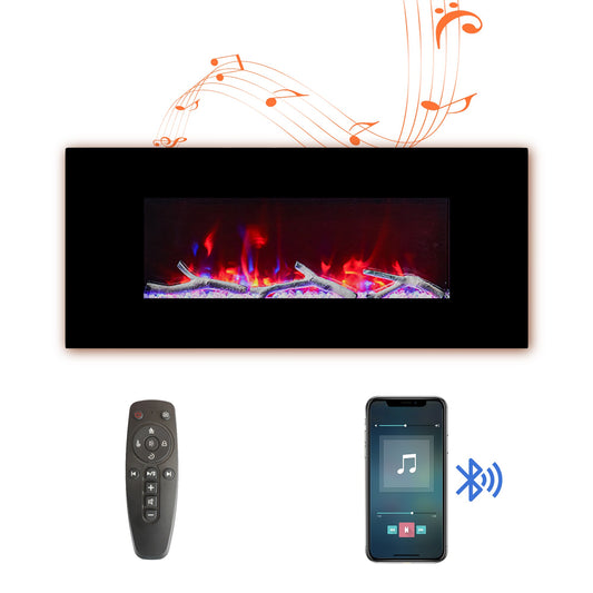 Clihome 42-in W Black Infrared Quartz Electric Fireplace BL-ZHX-BS-42