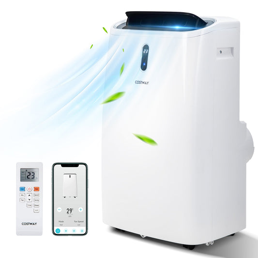 Costway 9000-BTU DOE (115-Volt) White Vented Wi-Fi enabled Portable Air Conditioner with Heater with Remote Cools 450-sq ft LWS00201