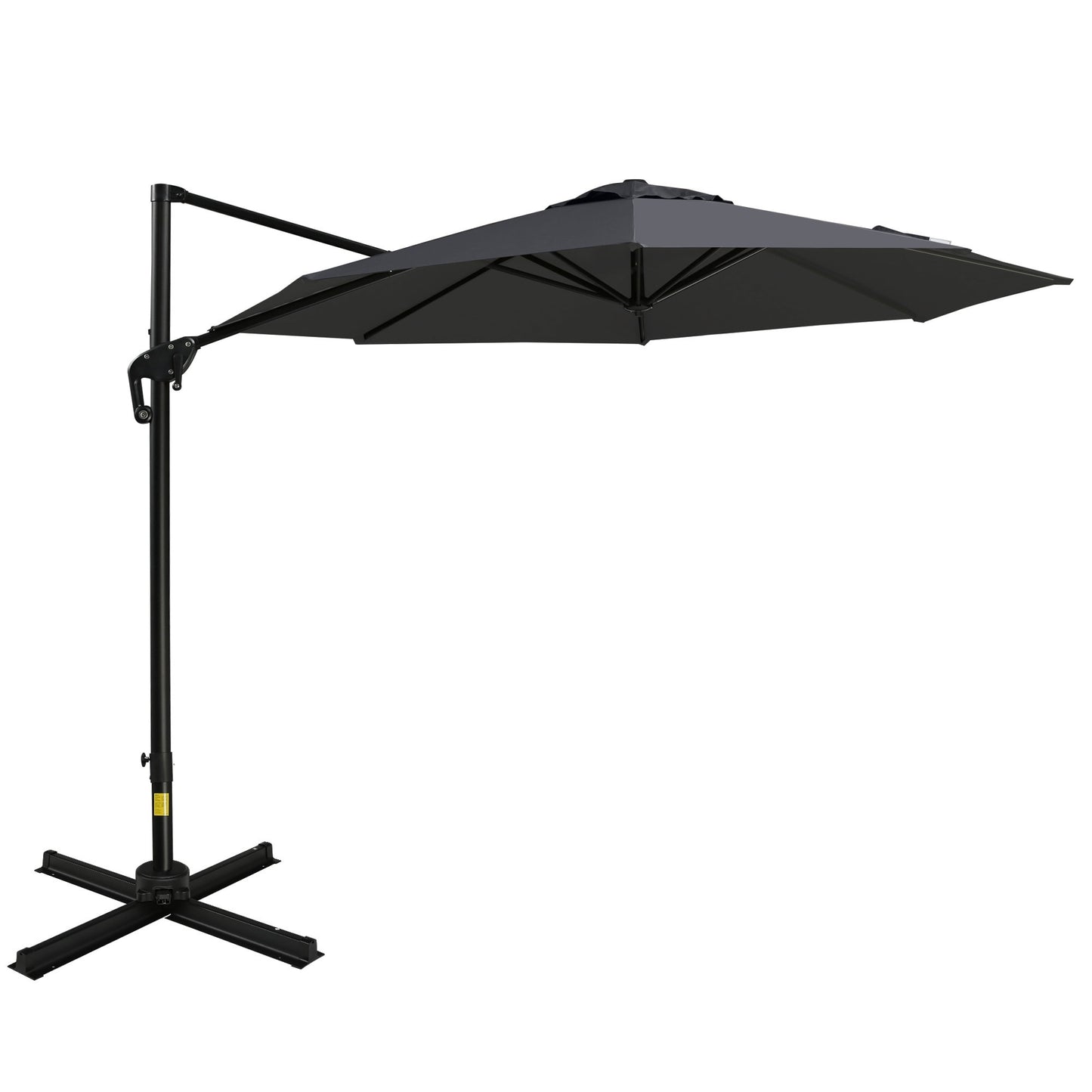 CESICIA 9.8-ft Aluminum Gray Crank Cantilever Patio Umbrella with Base
